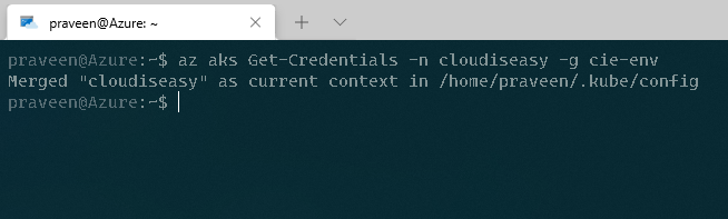 Connect to AKS cluster - az aks get-credentials
