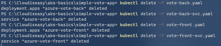 Deploying app on AKS - Cleaning up deployed resources.