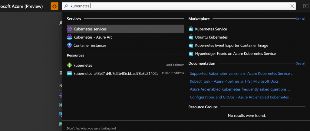 Create AKS cluster using Azure Portal
