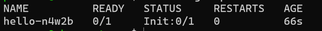 Container has not started since init container has not completed.